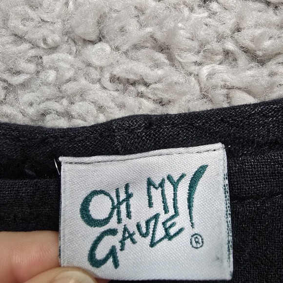 Oh My Gauze‎ Womens Cotton Pullover Top Size 1 S/M Black Lagenlook Boho READ - Picture 5 of 11